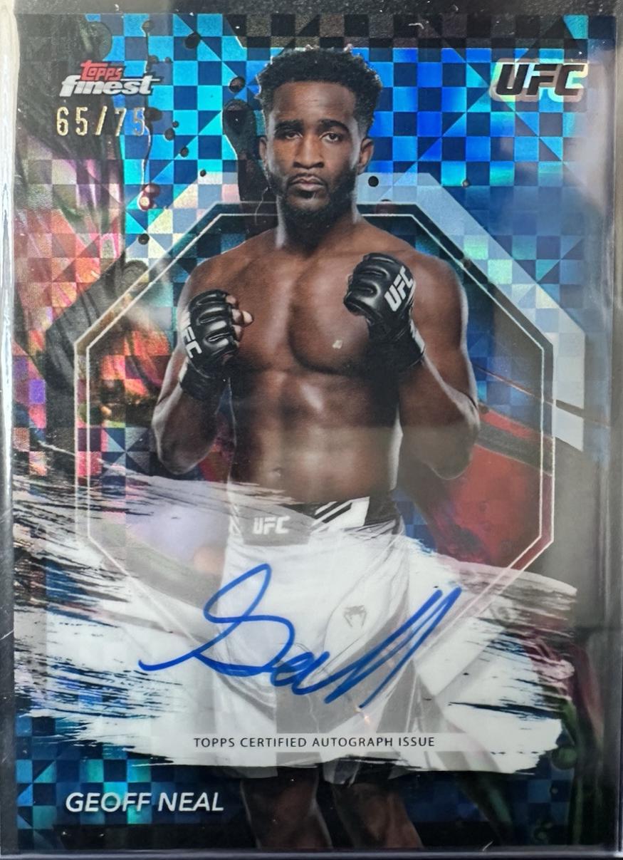 Geoff Neal 2024 Topps Finest UFC Finest Autographs #FA-GNL Blue Checkerboard Refractor