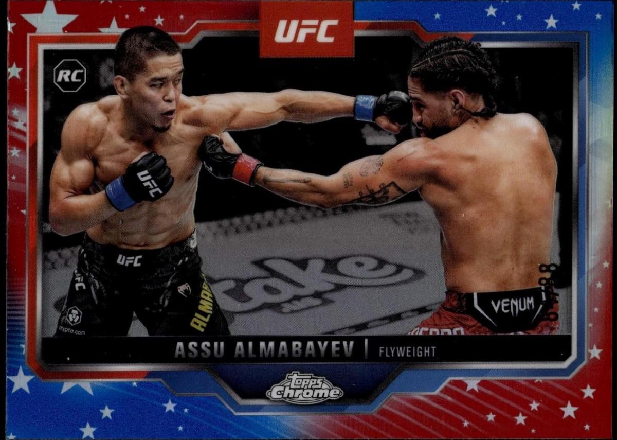 Assu Almabayev 2025 Topps Chrome UFC Base #182 Red White Blue Refractor
