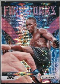 Israel Adesanya 2022 Panini Prizm UFC Fireworks #7 Pink Pulsar