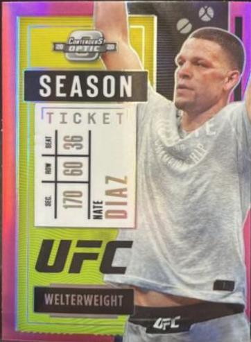 Nate Diaz 2021 Panini Chronicles UFC Base Contenders Optic Season Ticket #275 Pink