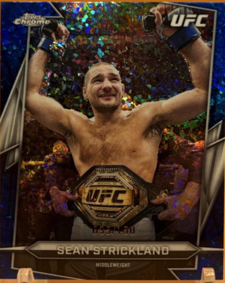 Sean Strickland 2026 Topps Chrome UFC Base #2 Blue Refractor