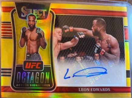 Leon Edwards 2022 Panini Select UFC Octagon Action Signatures #15 Gold