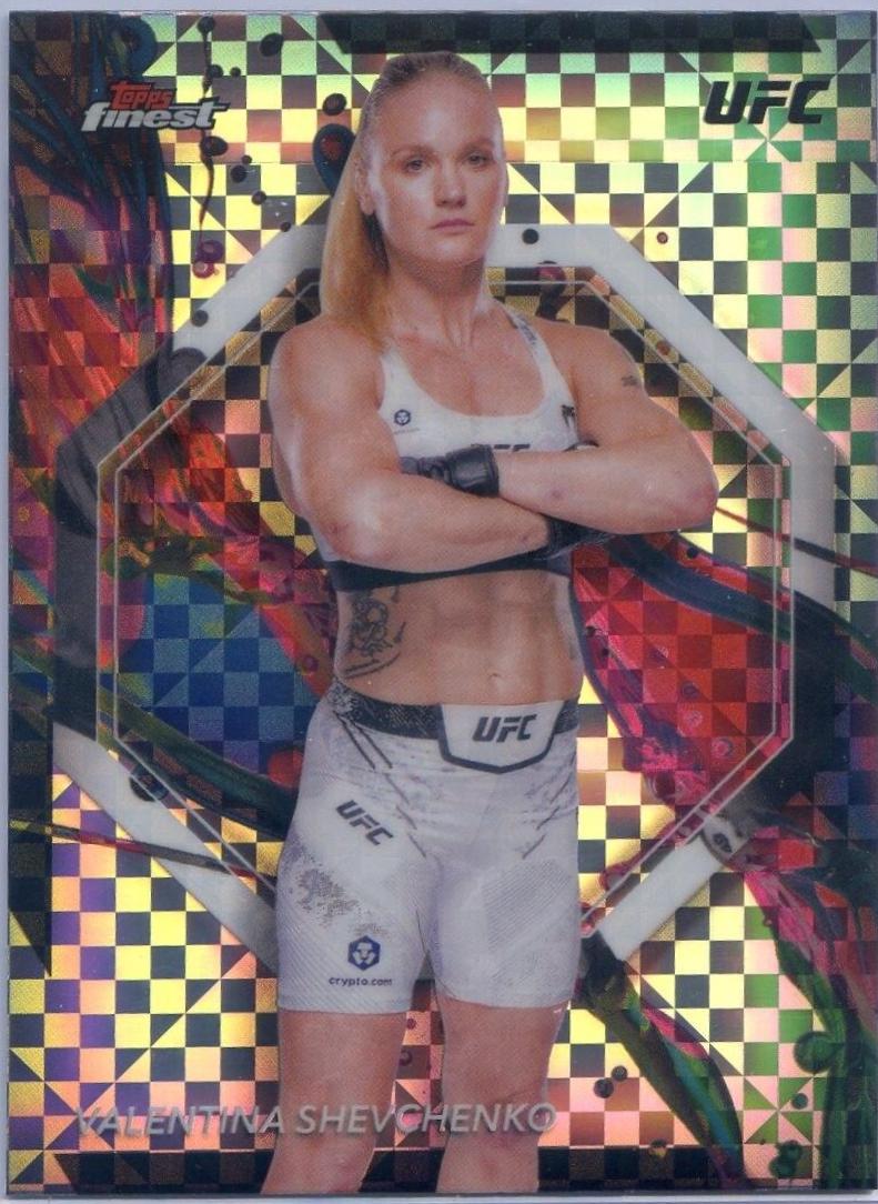 Valentina Shevchenko 2024 Topps Finest UFC Base Common #65 Checkerboard Refractor