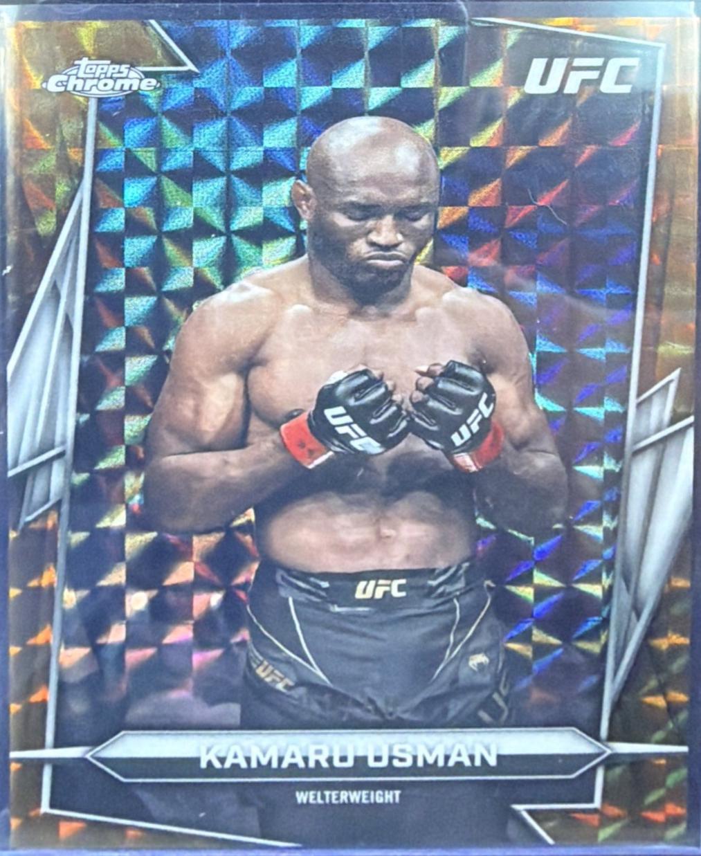 Kamaru Usman 2026 Topps Chrome UFC Base #27 Gold Geometric Refractor