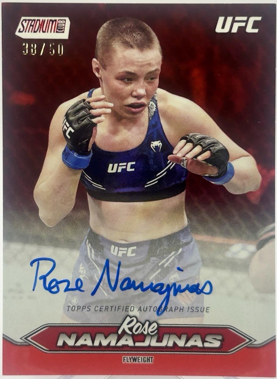 Rose Namajunas 2025 Topps Stadium Club UFC Base Autographs #BCA-RNS Red