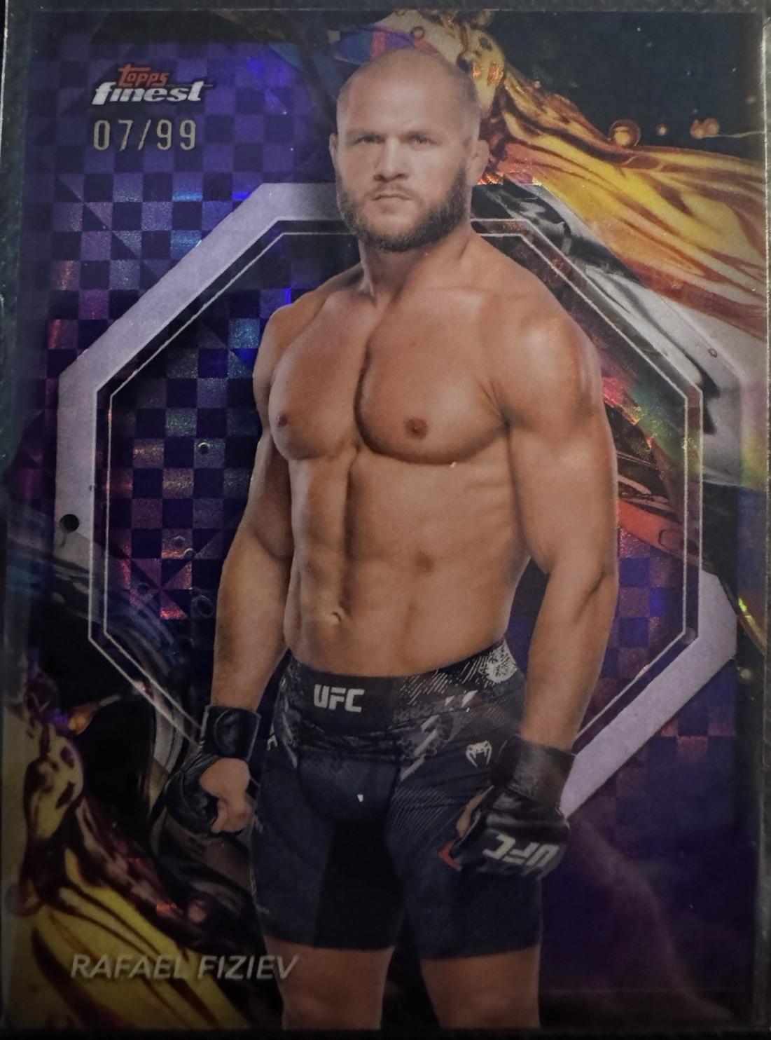 Rafael Fiziev 2024 Topps Finest UFC Base Uncommon #156 Purple Checkerboard Refractor