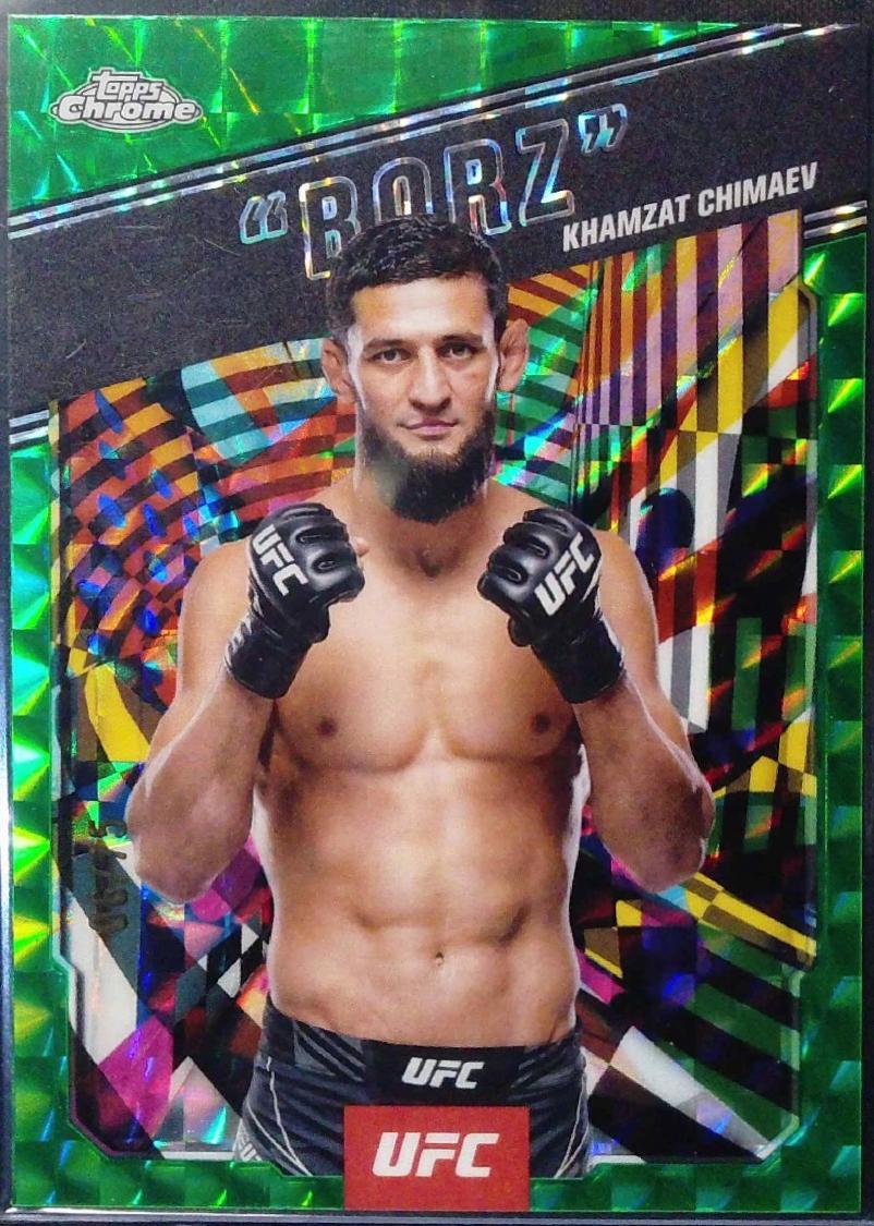 Khamzat Chimaev 2025 Topps Chrome UFC AKA #AKA-2 Geometric Green Refractor