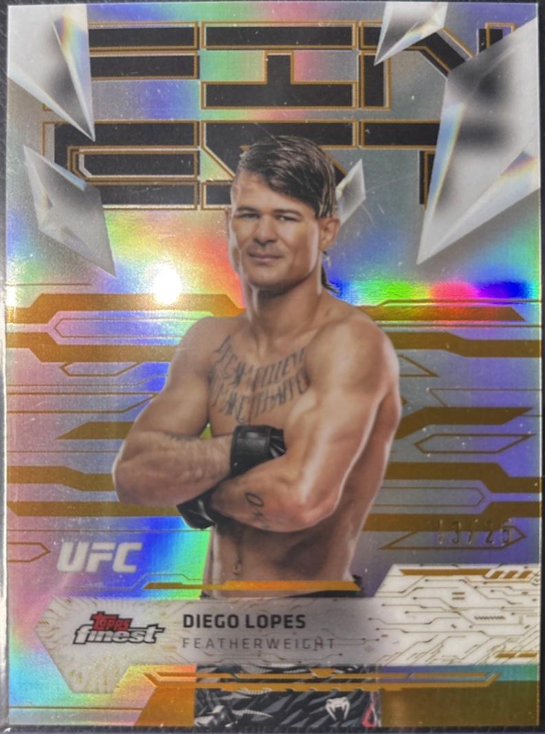 Diego Lopes 2025 Topps Finest UFC Base Uncommon #104 Gold Refractor