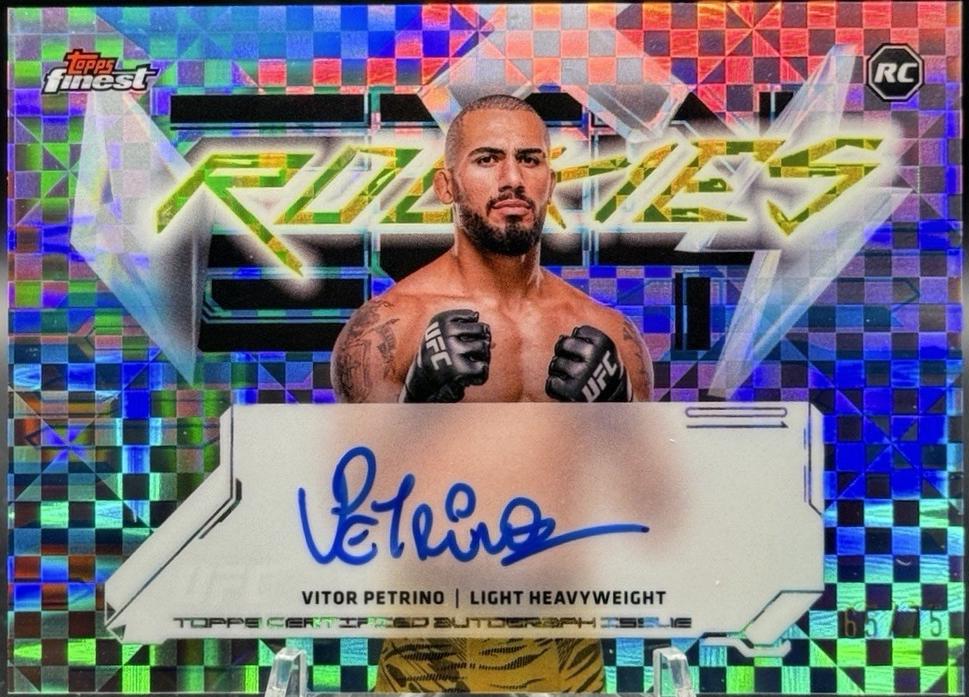 Vitor Petrino 2025 Topps Finest UFC Finest Rookie Autographs #FRA-VP Blue Checkerboard Refractor