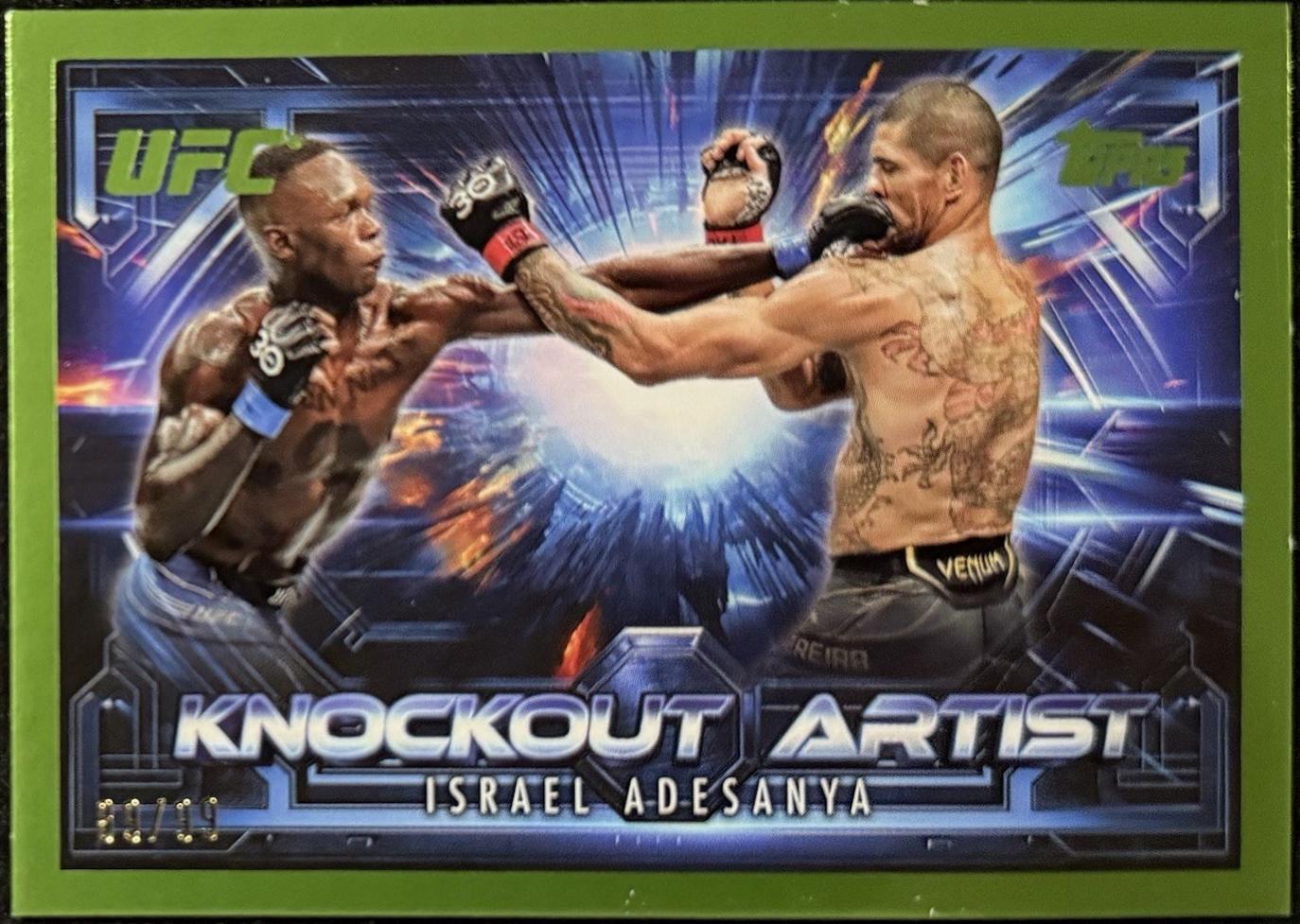 Israel Adesanya 2025 Topps Knockout UFC Knockout Artists #KA-5 Lime Green