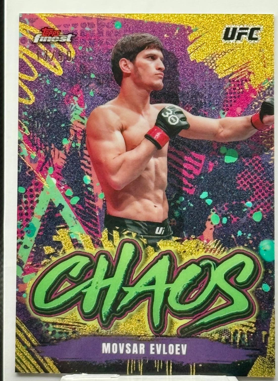 Movsar Evloev 2024 Topps Finest UFC Chaos #CHA-14 Yellow Glitter Refractor