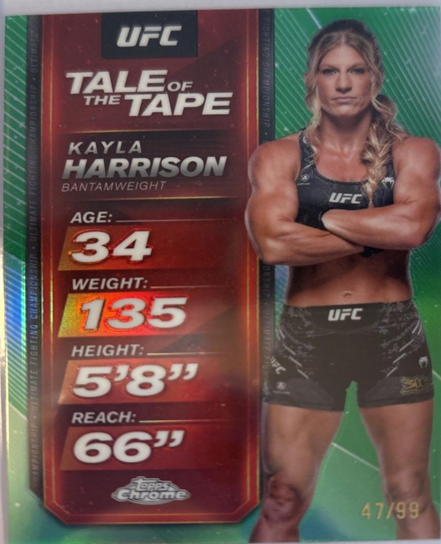 Kayla Harrison 2025 Topps Chrome UFC Tale of the Tape #TTT-7 Green Refractor
