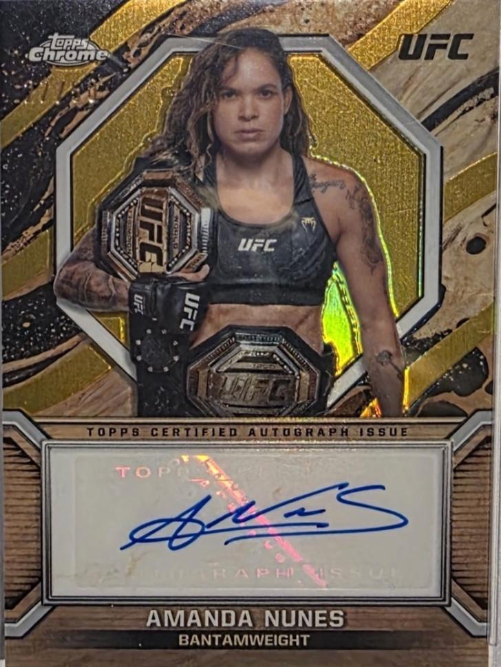 Amanda Nunes 2024 Topps Chrome UFC Marks of Champions #MOC-ANU Gold Refractor