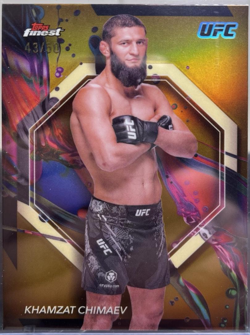 Khamzat Chimaev 2024 Topps Finest UFC Base Common #89 Gold Refractor