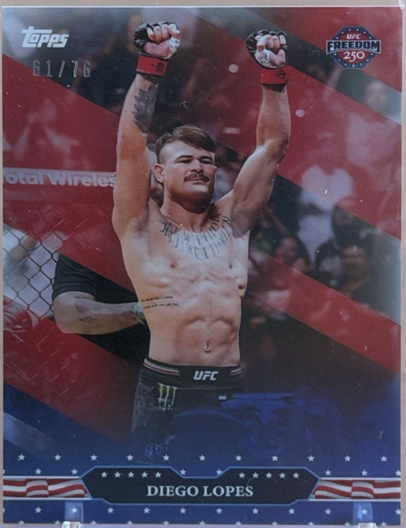 Diego Lopes 2026 Topps UFC Freedom 250 Base #26 Red White Blue