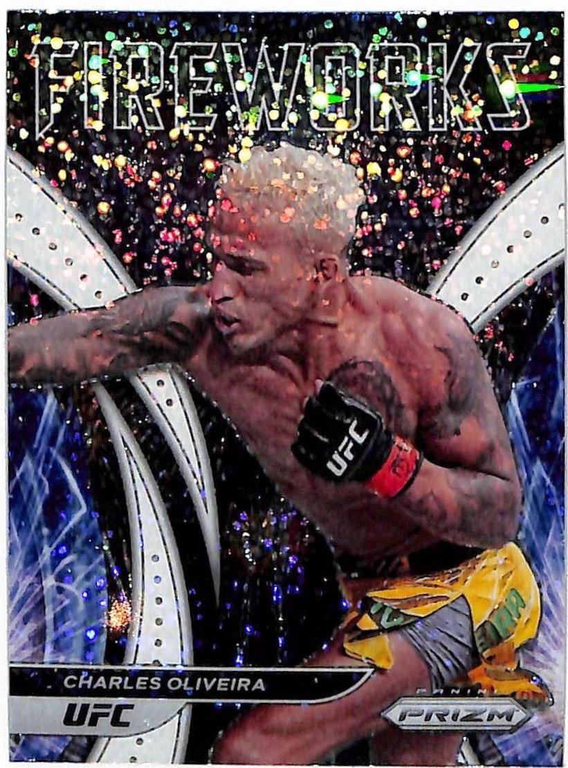 Charles Oliveira 2022 Panini Prizm UFC Fireworks #4 White Sparkle