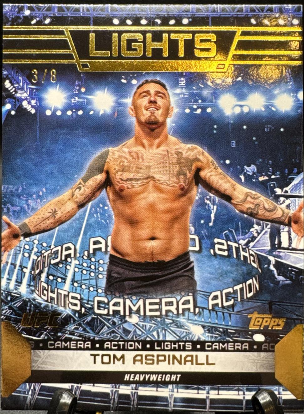 Tom Aspinall 2024 Topps Knockout UFC Lights (Lights, Camera, Action) #LTS-7 Gold