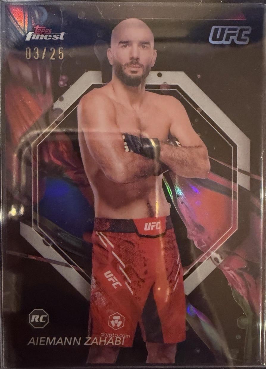 Aiemann Zahabi 2024 Topps Finest UFC Base Common #77 Black Refractor