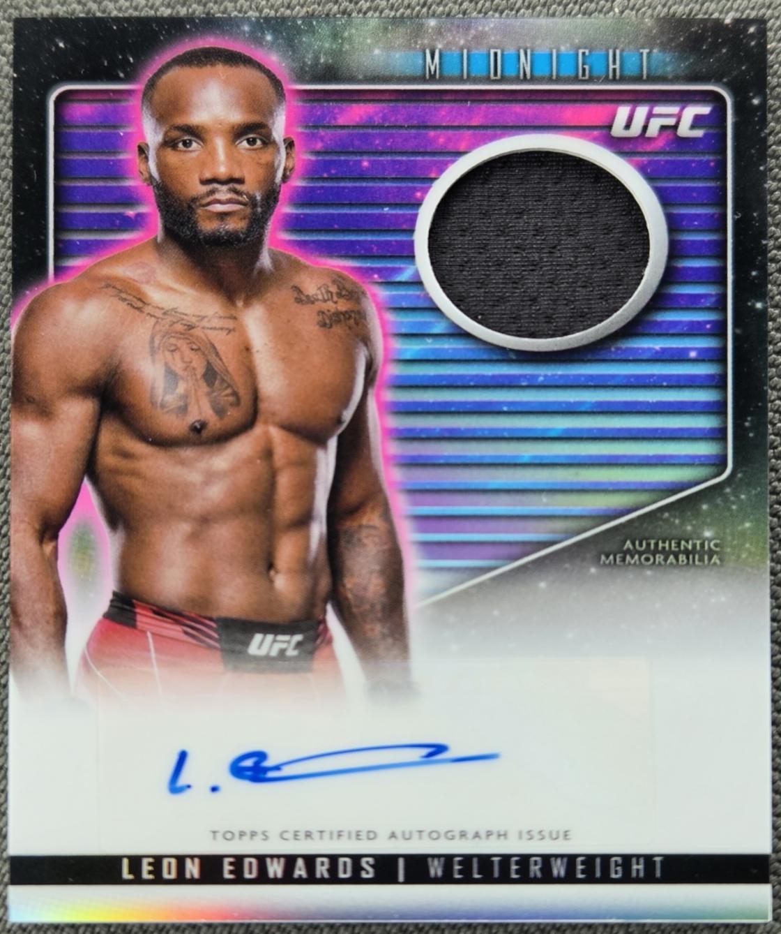 Leon Edwards 2024 Topps Midnight UFC Relic Autographs #RCA-LES Moon Beam