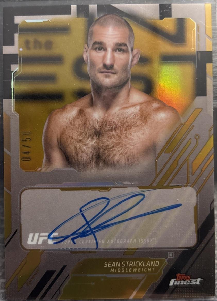 Sean Strickland 2025 Topps Finest UFC The Finest #TFA-SS Gold Refractor