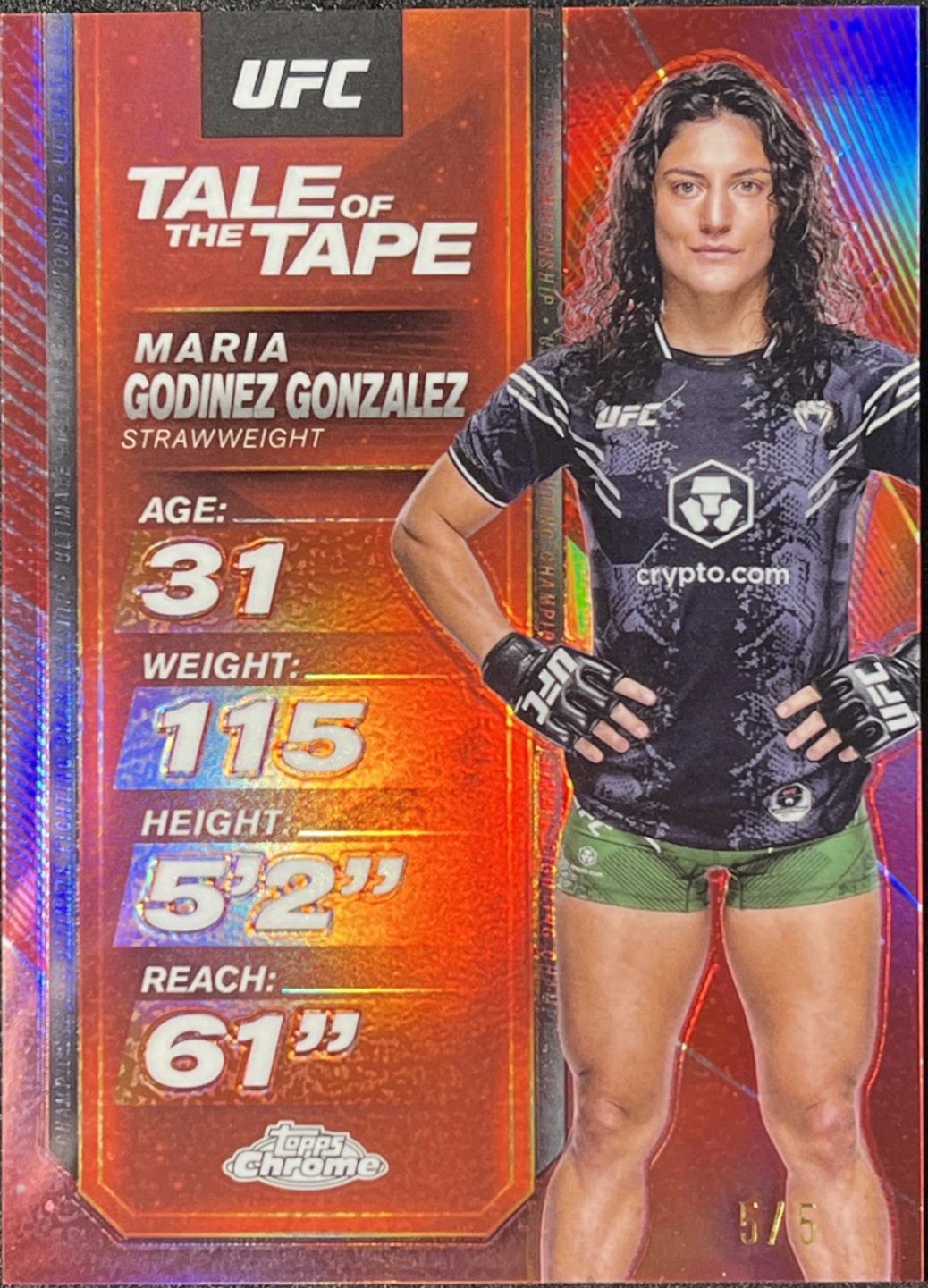 Maria Godinez Gonzalez 2025 Topps Chrome UFC Tale of the Tape #TTT-28 Red Refractor