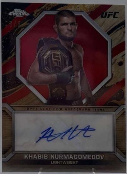 Khabib Nurmagomedov 2024 Topps Chrome UFC Marks of Champions #MOC-KNU Red Refractor