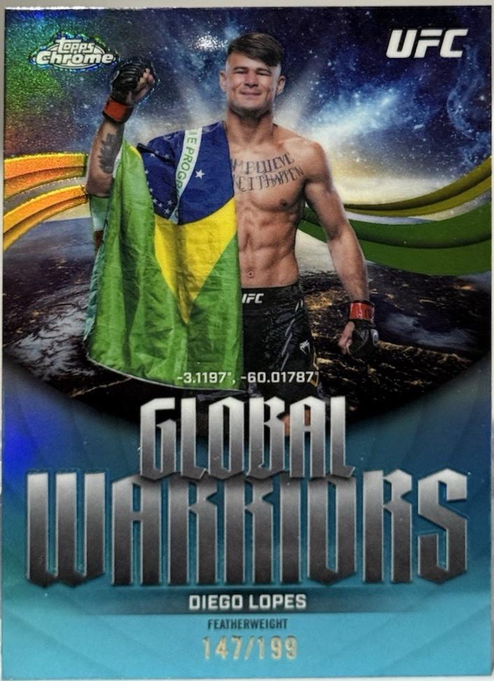 Diego Lopes 2026 Topps Chrome UFC Global Warriors #GW-14 Aqua Refractor