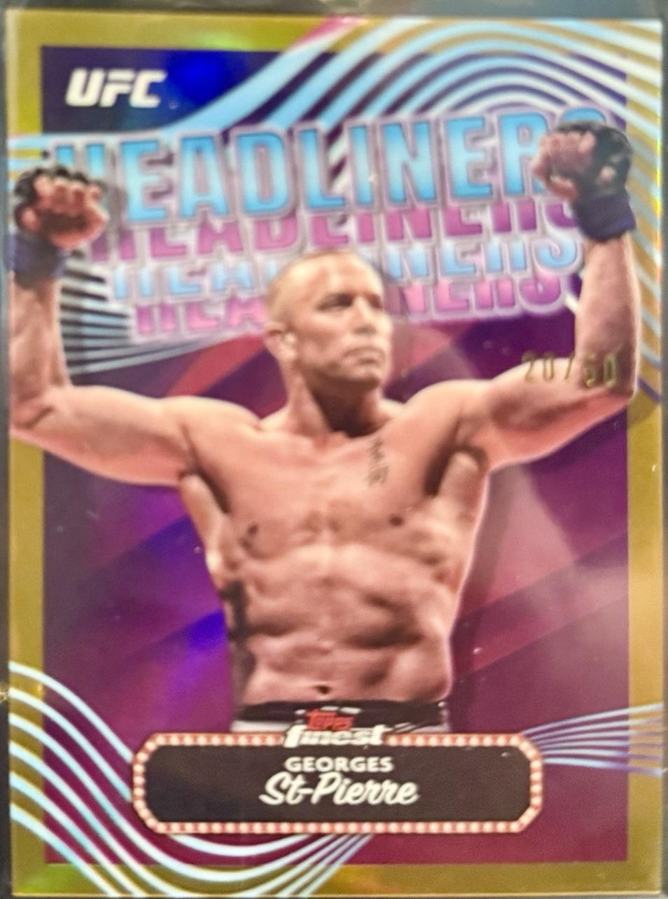 Georges St-Pierre 2024 Topps Finest UFC Headliners #HDL-21 Gold Refractor