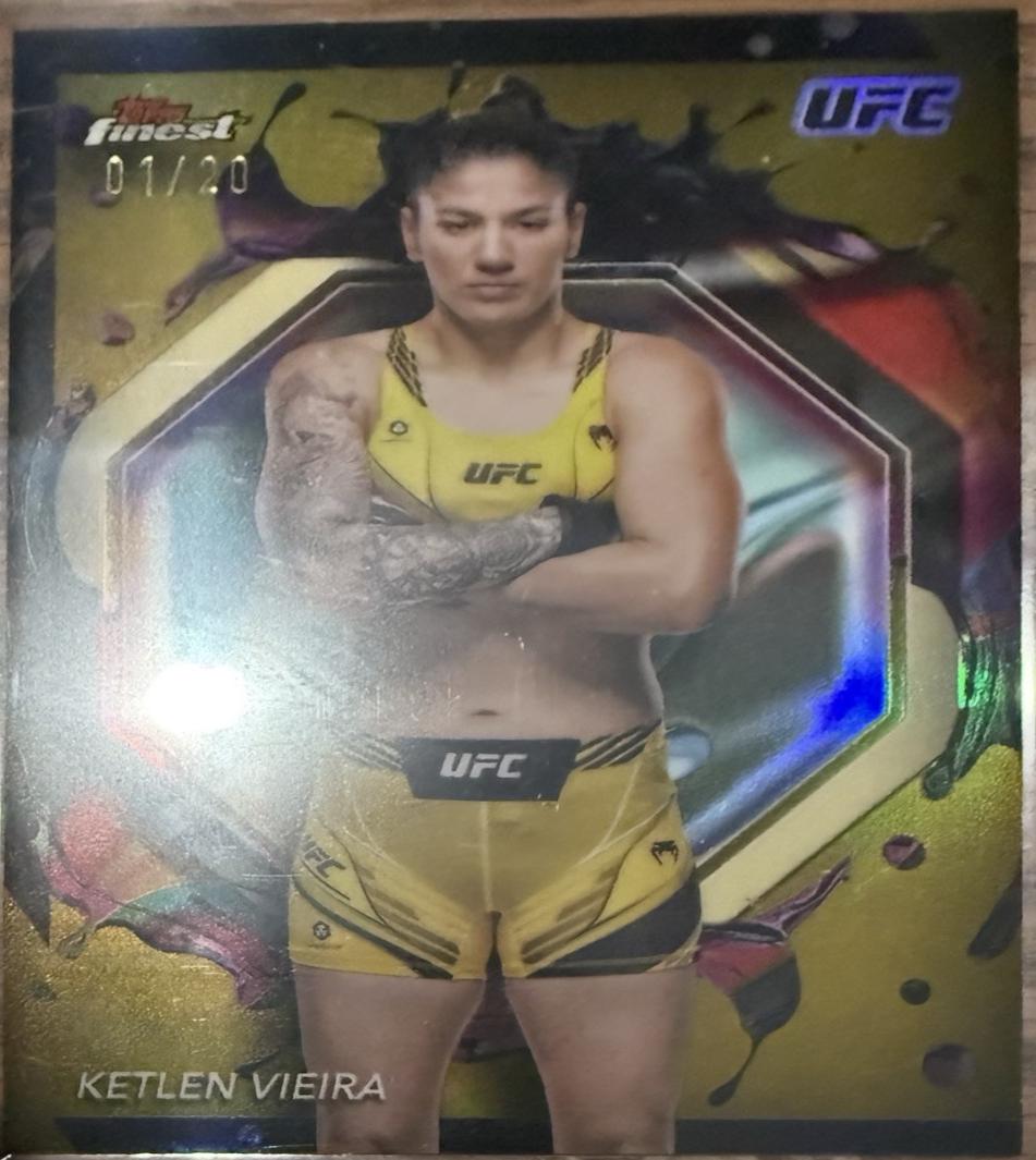 Ketlen Vieira 2024 Topps Finest UFC Base Rare #215 Gold Refractor
