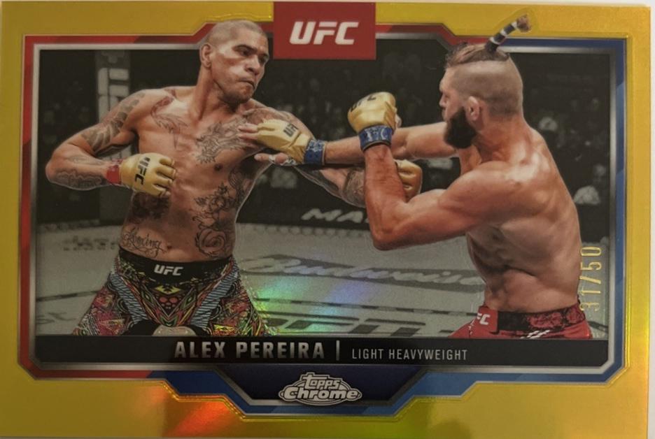 Alex Pereira 2025 Topps Chrome UFC Base #2 Gold Refractor