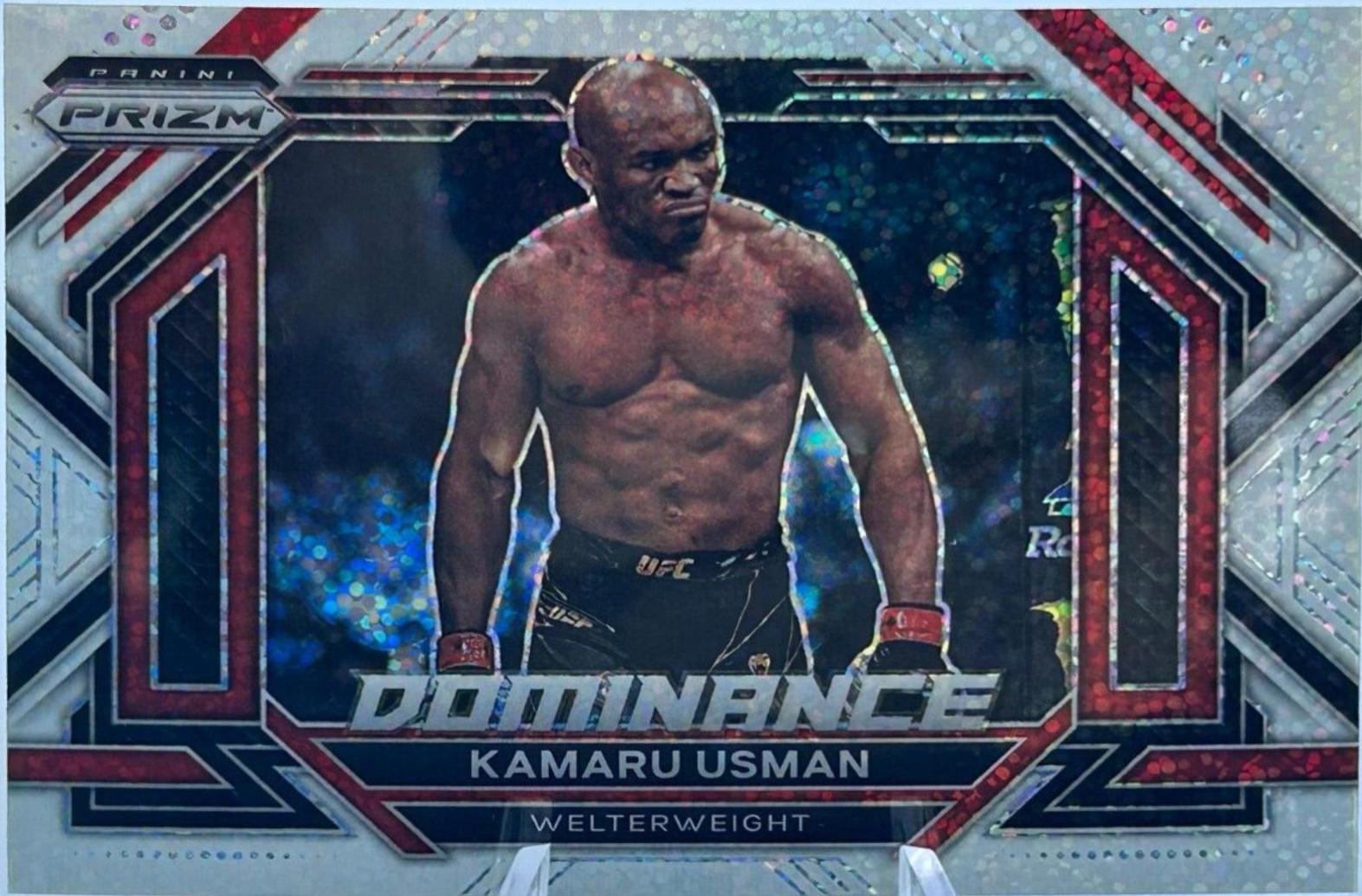 Kamaru Usman 2023 Panini Prizm UFC Dominance #13 White Sparkle