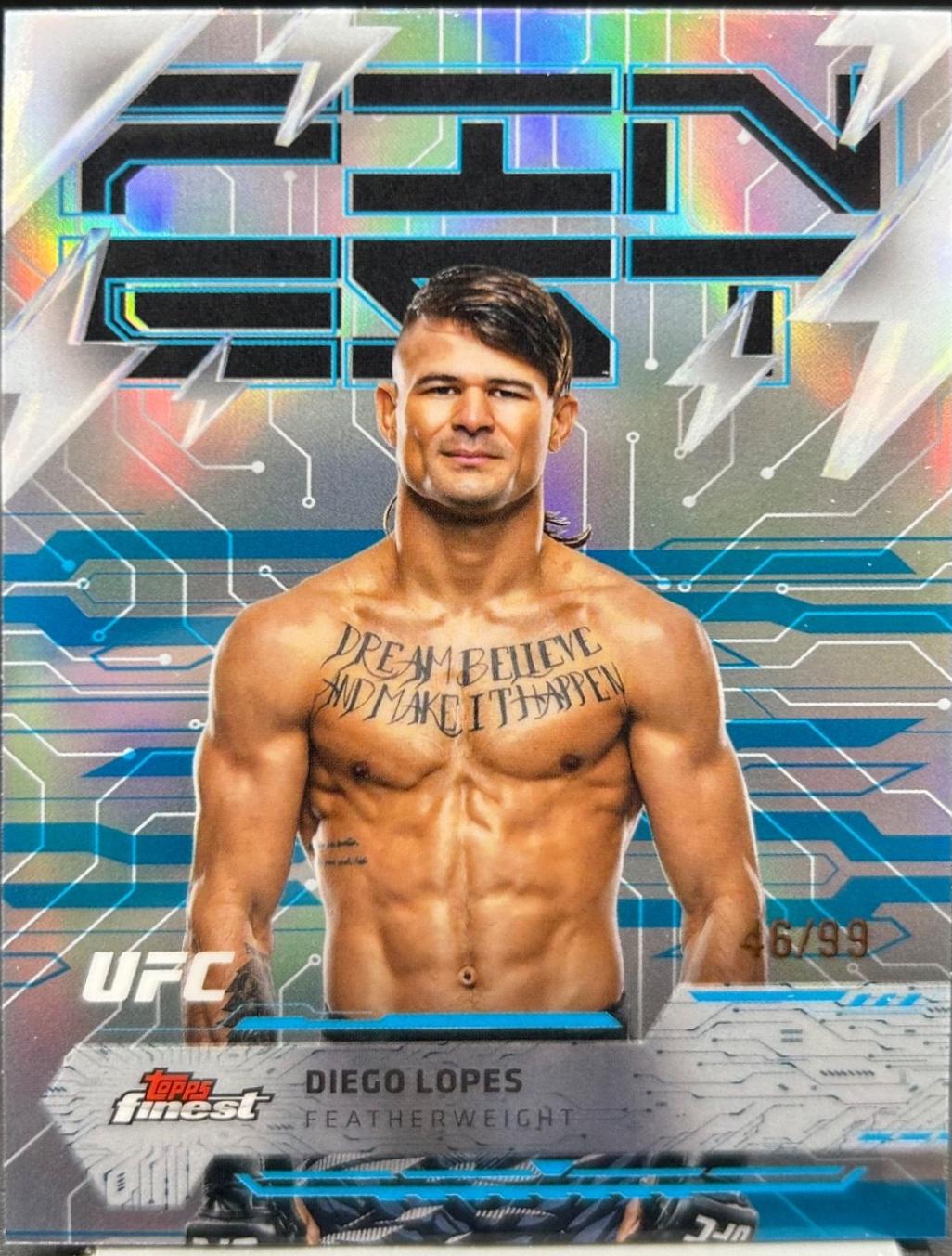 Diego Lopes 2025 Topps Finest UFC Base Rare #222 Blue Refractor