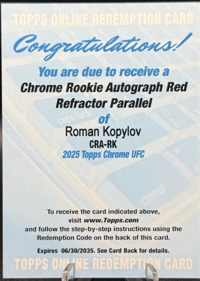 Roman Kopylov 2025 Topps Chrome UFC Chrome Rookie Autographs #CRA-RK Red Refractor