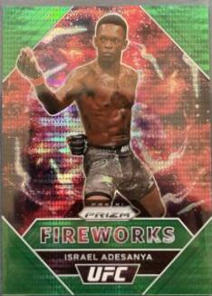 Israel Adesanya 2021 Panini Prizm UFC Fireworks #4 Green Pulsar