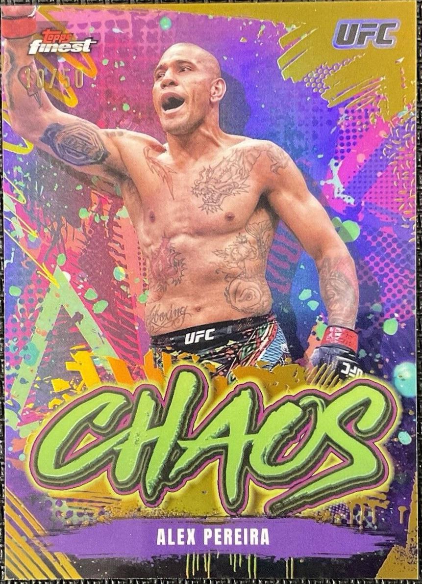 Alex Pereira 2024 Topps Finest UFC Chaos #CHA-24 Gold Refractor