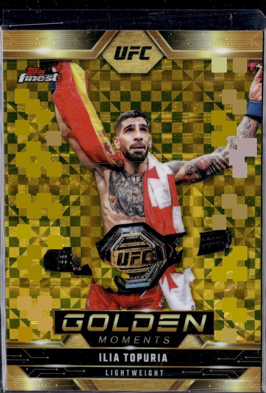 Ilia Topuria 2025 Topps Finest UFC Golden Moments #GM-16 Checkerboard Refractor
