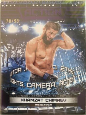 Khamzat Chimaev 2024 Topps Knockout UFC Action (Lights, Camera, Action) #ACT-12 Purple