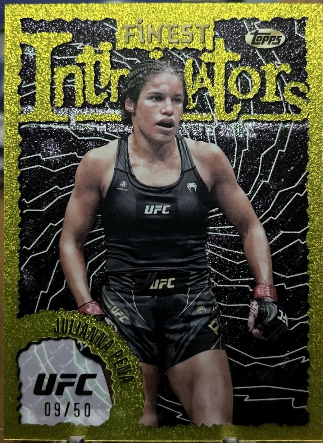 Julianna Peña 2024 Topps Finest UFC Intimidators #INT-19 Gold Refractor