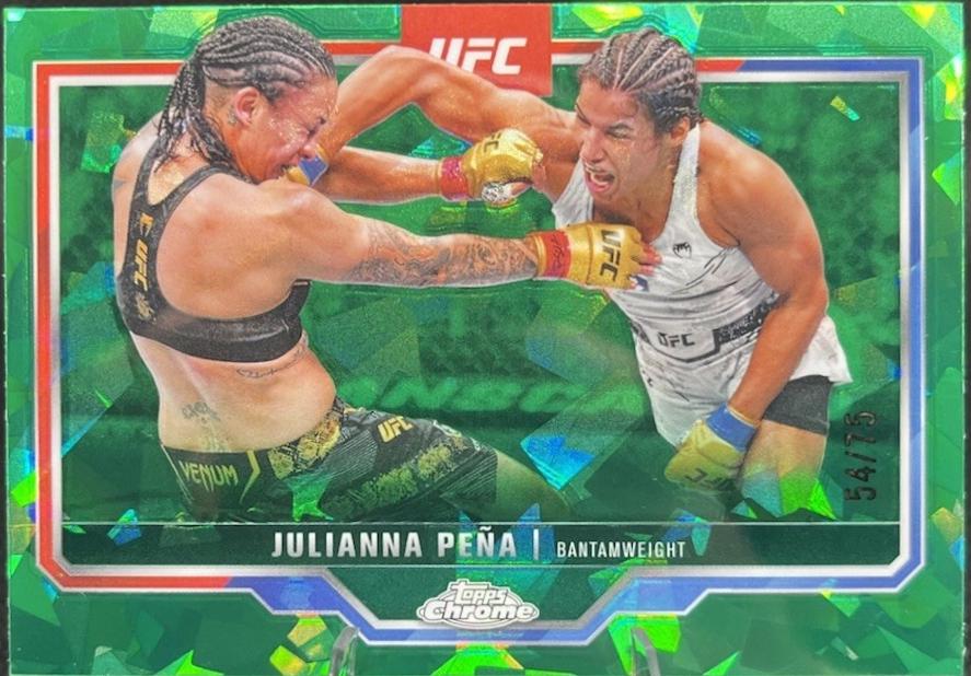 Julianna Peña 2025 Topps Chrome Sapphire UFC Base Sapphire #142 Green Sapphire