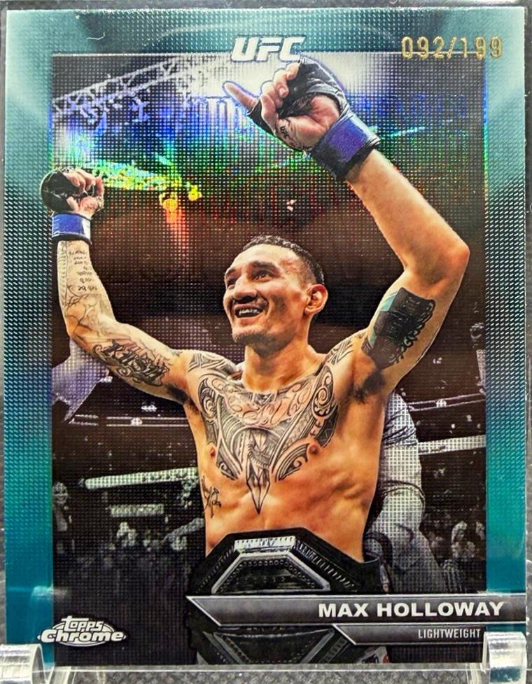 Max Holloway 2026 Topps Chrome UFC Manifesting Moments #MM-6 Aqua Refractor