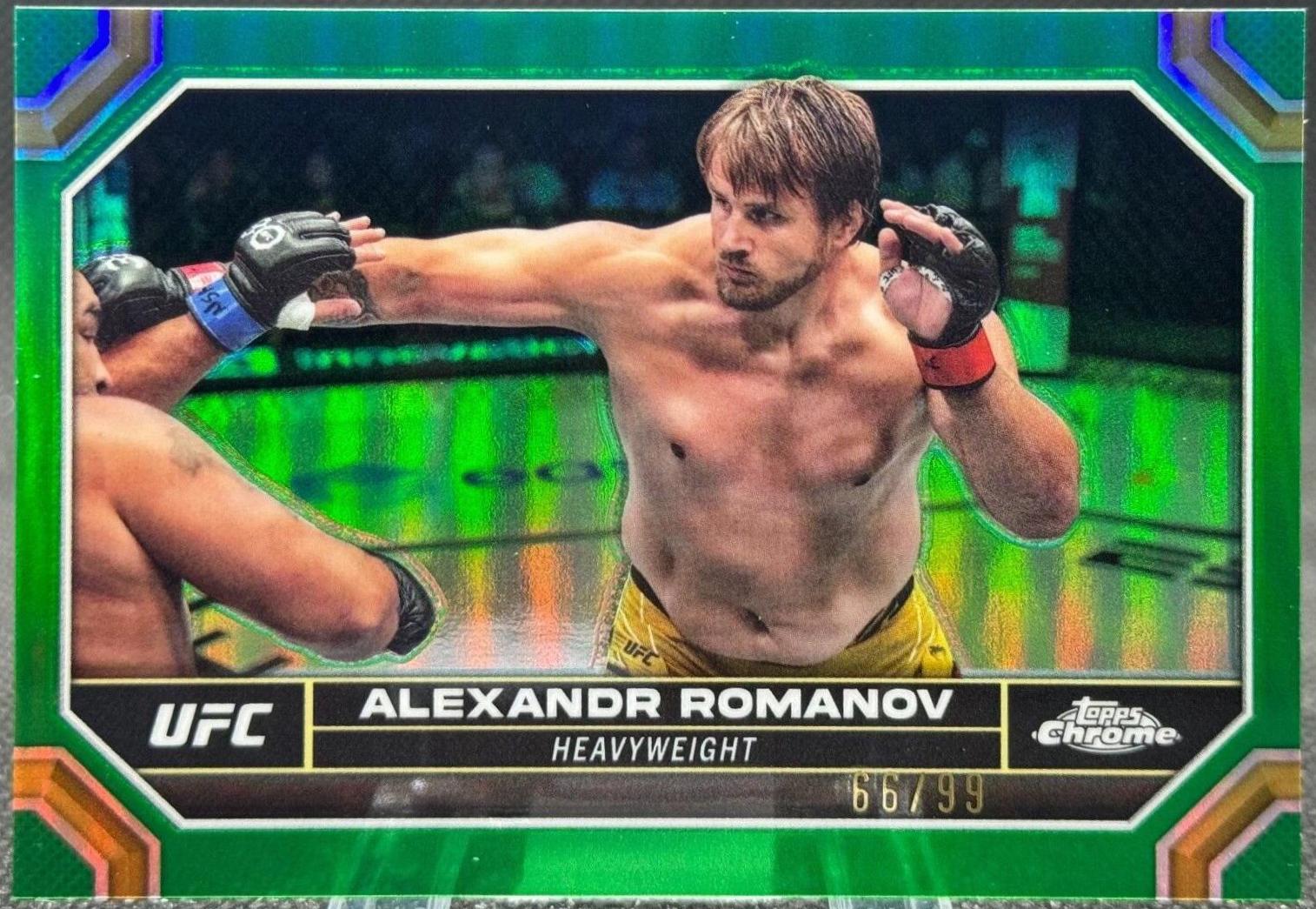 Alexandr Romanov 2024 Topps Chrome UFC Base #9 Green Refractor
