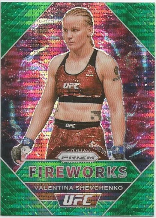 Valentina Shevchenko 2021 Panini Prizm UFC Fireworks #5 Green Pulsar