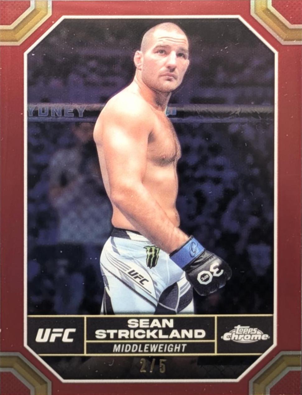 Sean Strickland 2024 Topps Chrome UFC Base #174 Red Refractor