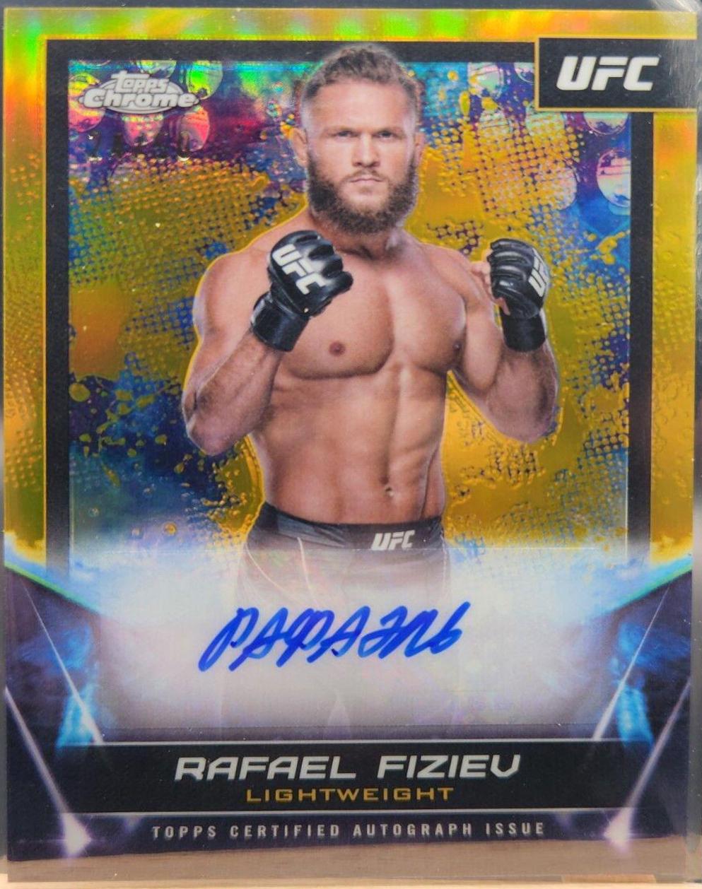 Rafael Fiziev 2024 Topps Chrome UFC UFC Signatures #FNA-RFI Gold Refractor