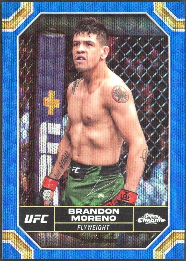 Brandon Moreno 2024 Topps Chrome UFC Base #30 Blue Wave Refractor