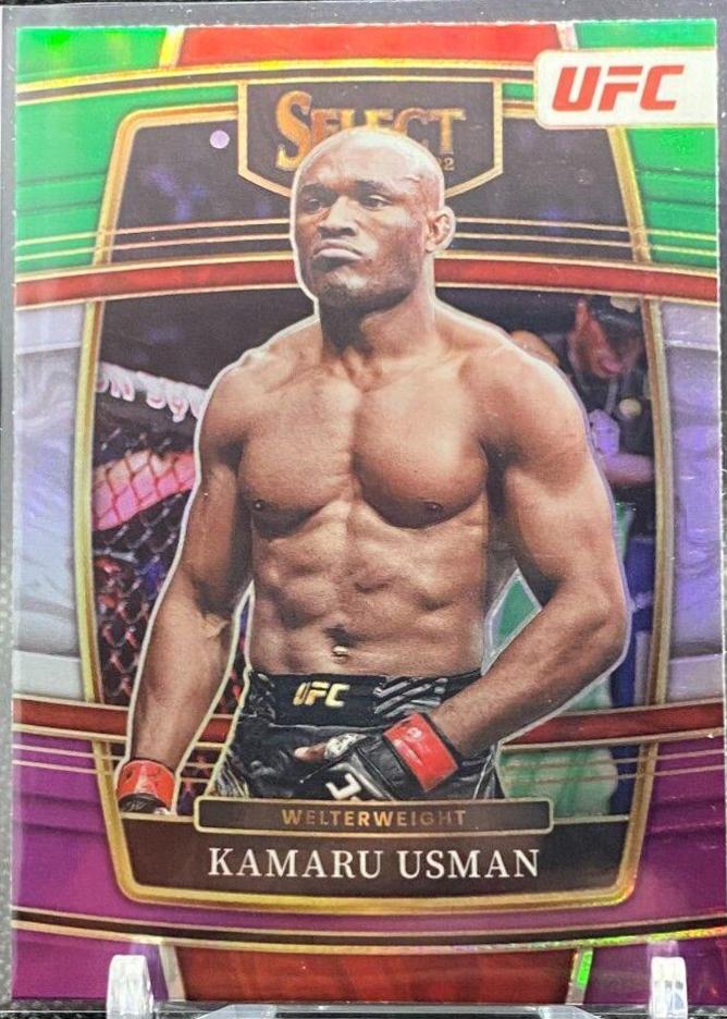 Kamaru Usman 2022 Panini Select UFC Concourse #5 Green and Purple