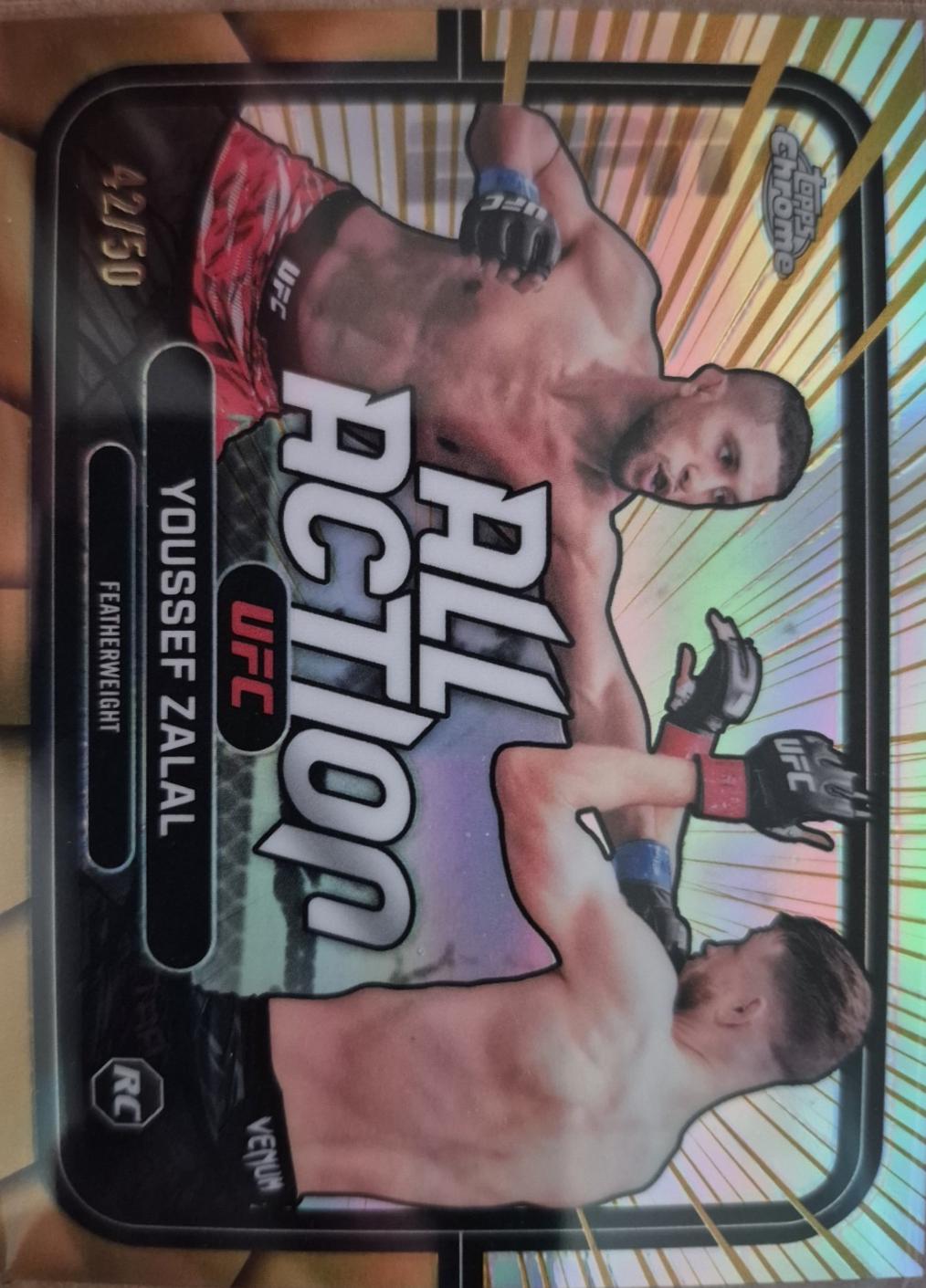 Youssef Zalal 2026 Topps Chrome UFC All-Action #AA-8 Gold Refractor