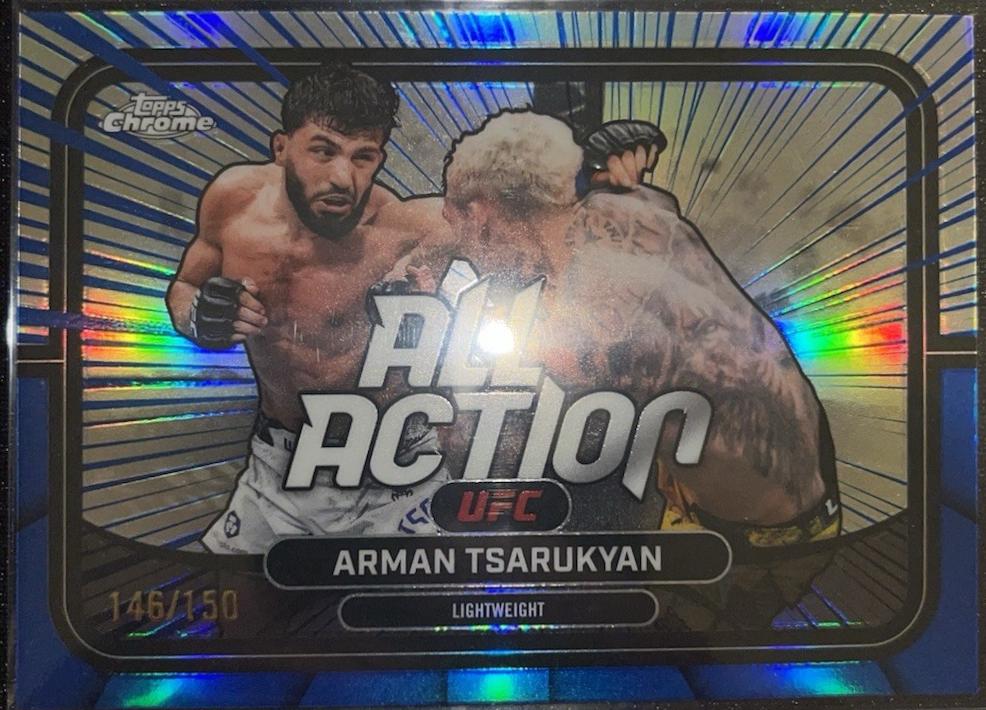 Arman Tsarukyan 2026 Topps Chrome UFC All-Action #AA-23 Blue Refractor