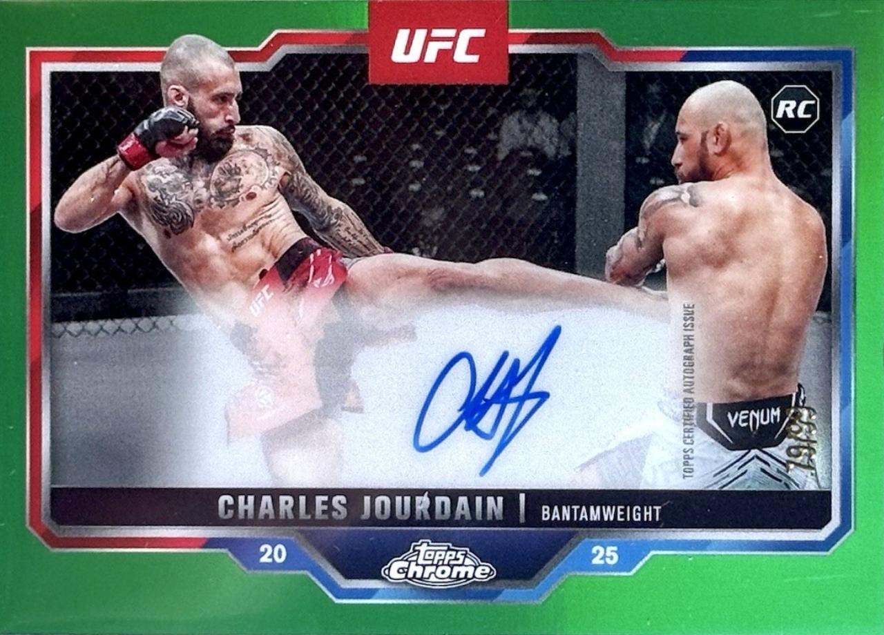 Charles Jourdain 2025 Topps Chrome UFC Chrome Rookie Autographs #CRA-CJ Green Refractor