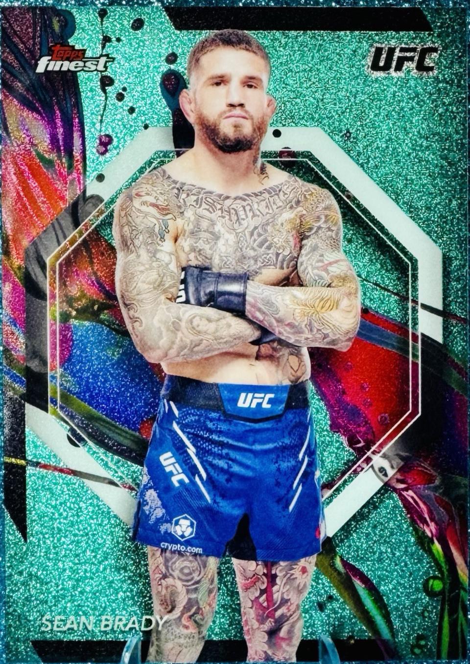 Sean Brady 2024 Topps Finest UFC Base Common #43 Aqua Glitter Refractor